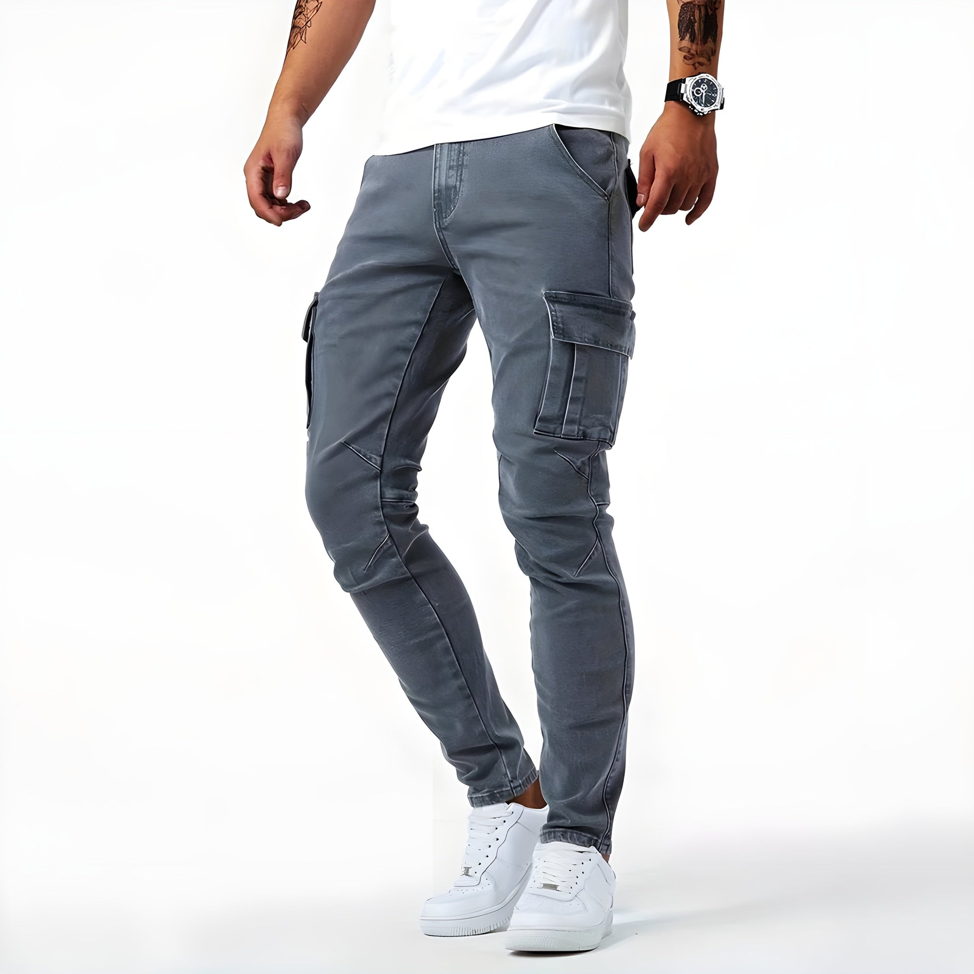Bartosz – Elastic Denim Cargo Trousers