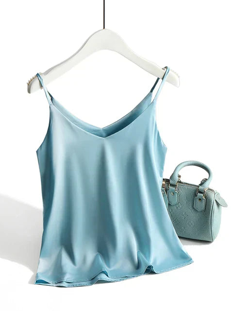 Basic Silk Top for Women with Spaghetti Straps