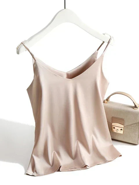 Basic Silk Top for Women with Spaghetti Straps