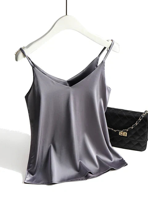 Basic Silk Top for Women with Spaghetti Straps