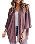 Bat Sleeve Waffle Gerson Women's Cardigan – Oversized Comfort with Batwing Sleeves