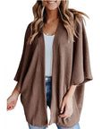 Bat Sleeve Waffle Gerson Women's Cardigan – Oversized Comfort with Batwing Sleeves
