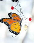 Beaded Monarch Butterfly Stained Glass Window Decor