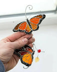 Beaded Monarch Butterfly Stained Glass Window Decor