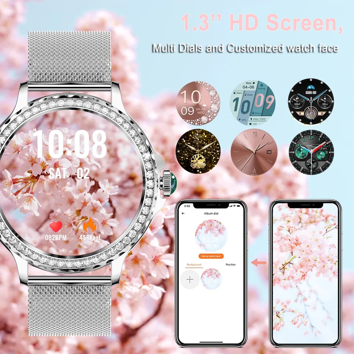 Hermoso reloj inteligente multifunción para mujer