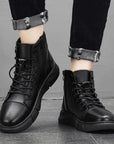 Black Casual Versatile Genuine Leather Boots