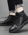 Black Casual Versatile Genuine Leather Boots