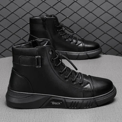 Black Casual Versatile Genuine Leather Boots