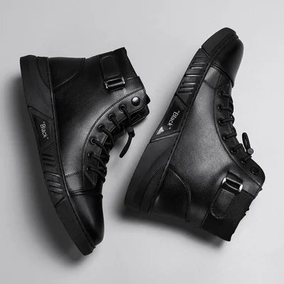 Black Casual Versatile Genuine Leather Boots