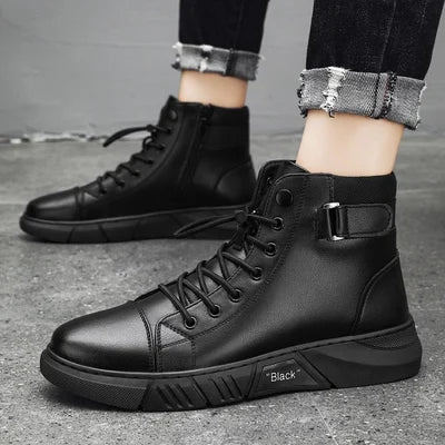 Black Men's Leather Boots