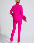 Blazer and trouser set for women with diamond and feather accents - Eva