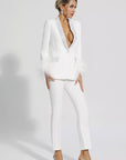 Blazer and trouser set for women with diamond and feather accents - Eva