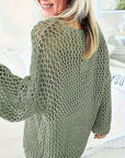 Bohemian Fishnet Ladies Pullover with Three-Quarter Sleeves