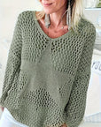 Bohemian Fishnet Ladies Pullover with Three-Quarter Sleeves
