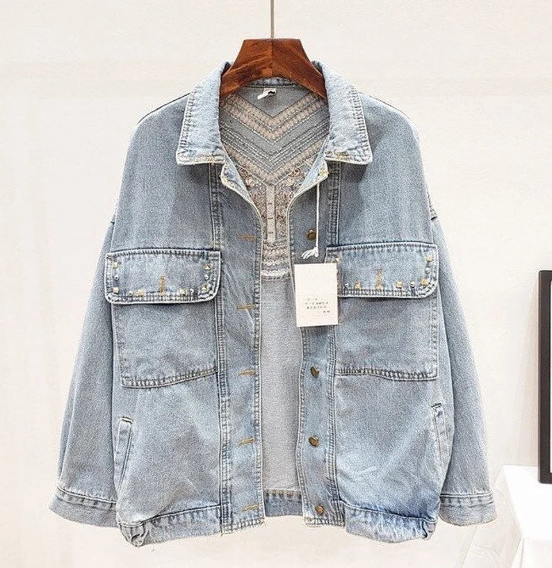 Boho Denim Jacket for Women - Piper