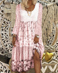 Boho ladies' dress with O-neck and floral pattern - Gisela