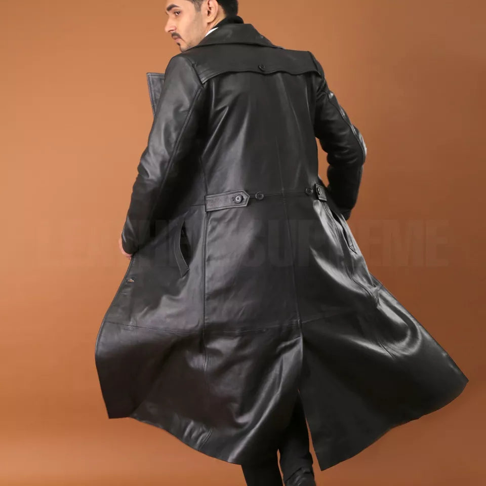 Boston - Faux leather long coat for men