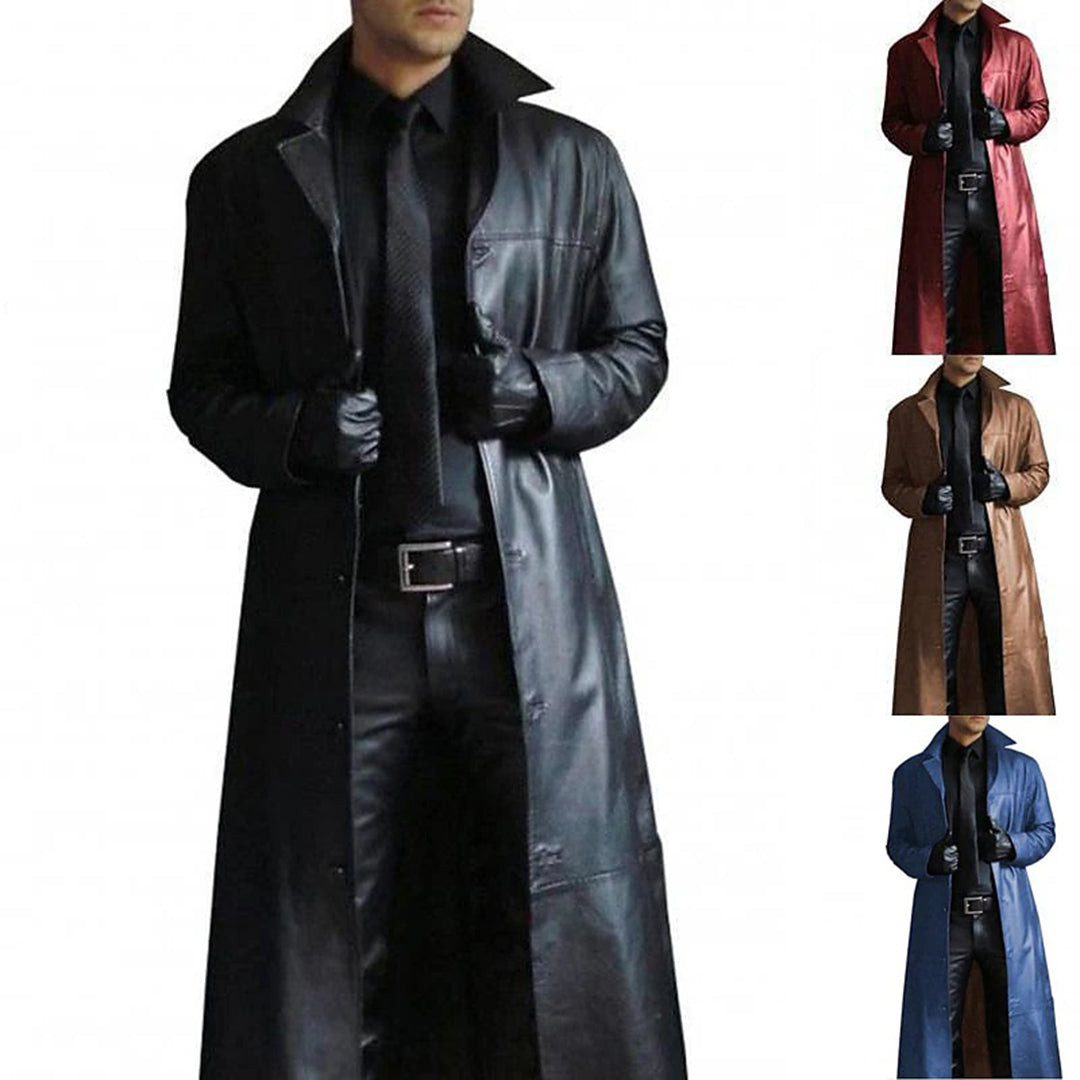 Boston - Faux leather long coat for men