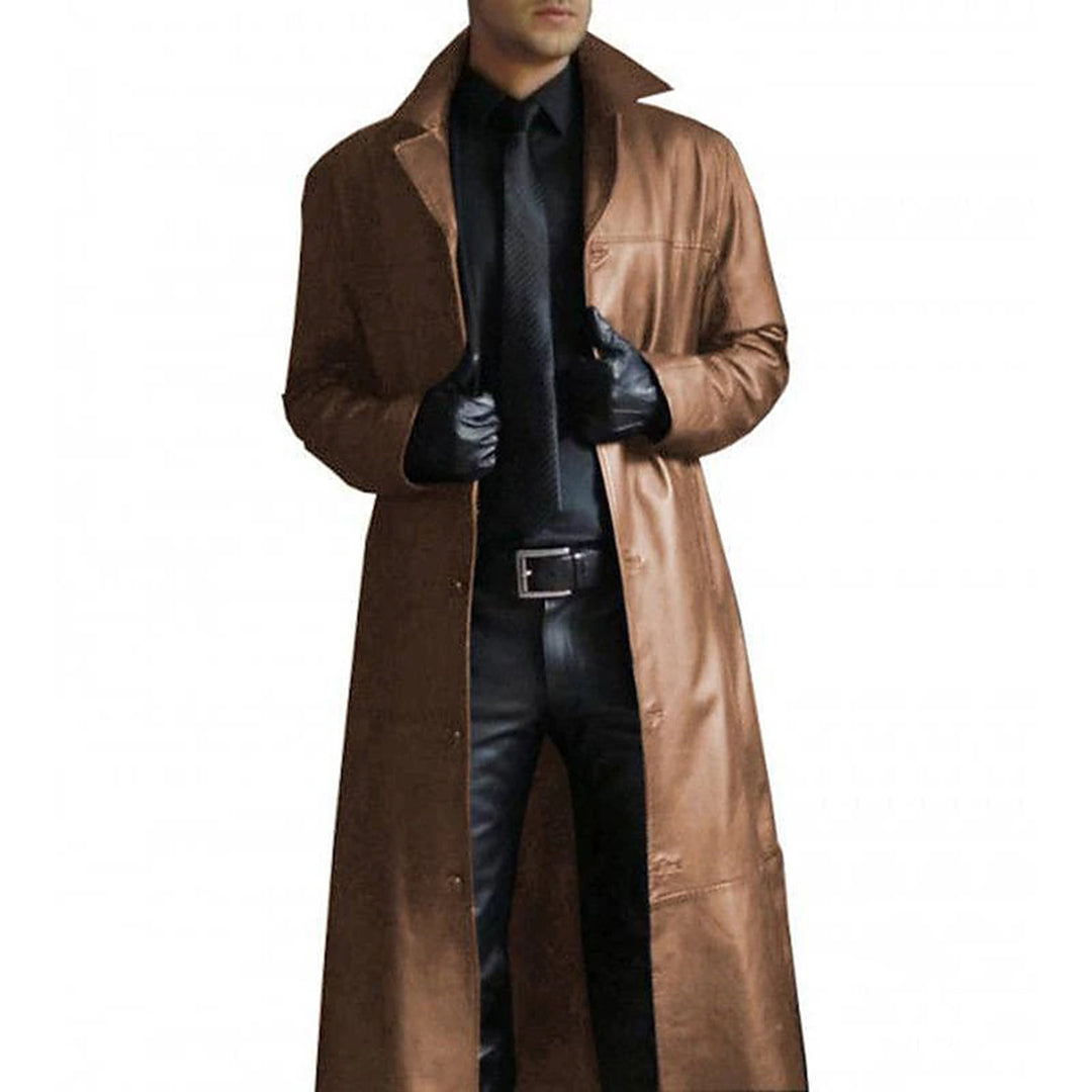 Boston - Faux leather long coat for men