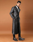 Boston - Faux leather long coat for men