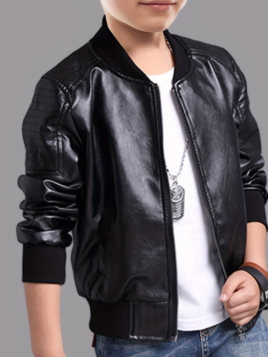 Boys' Cool Jacket with Stand-Up Collar and Zip - Raffy