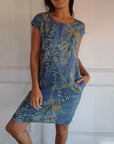 Brigitte - Printed Cotton and Linen Dress with Round Neck