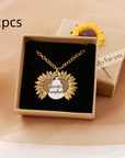 Bring a smile with this symbolic sunflower necklace.