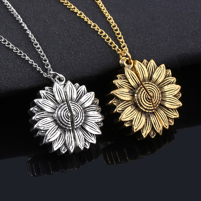 Bring a smile with this symbolic sunflower necklace.