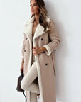 Caitlin – Stand Collar and Long Sleeves Wrap Coat