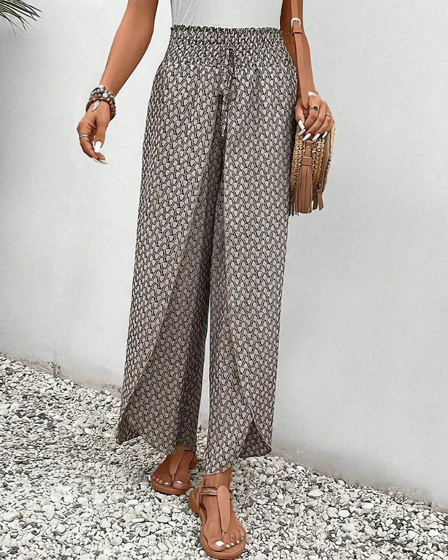 Carla - Wide Trousers with Geometric Pattern