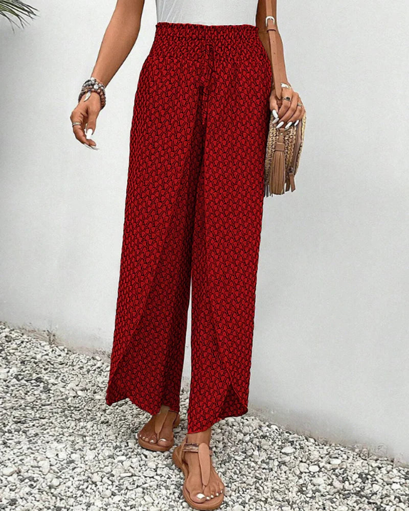 Carla - Wide Trousers with Geometric Pattern