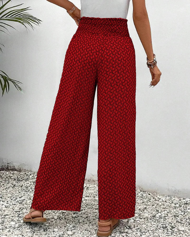 Carla - Wide Trousers with Geometric Pattern