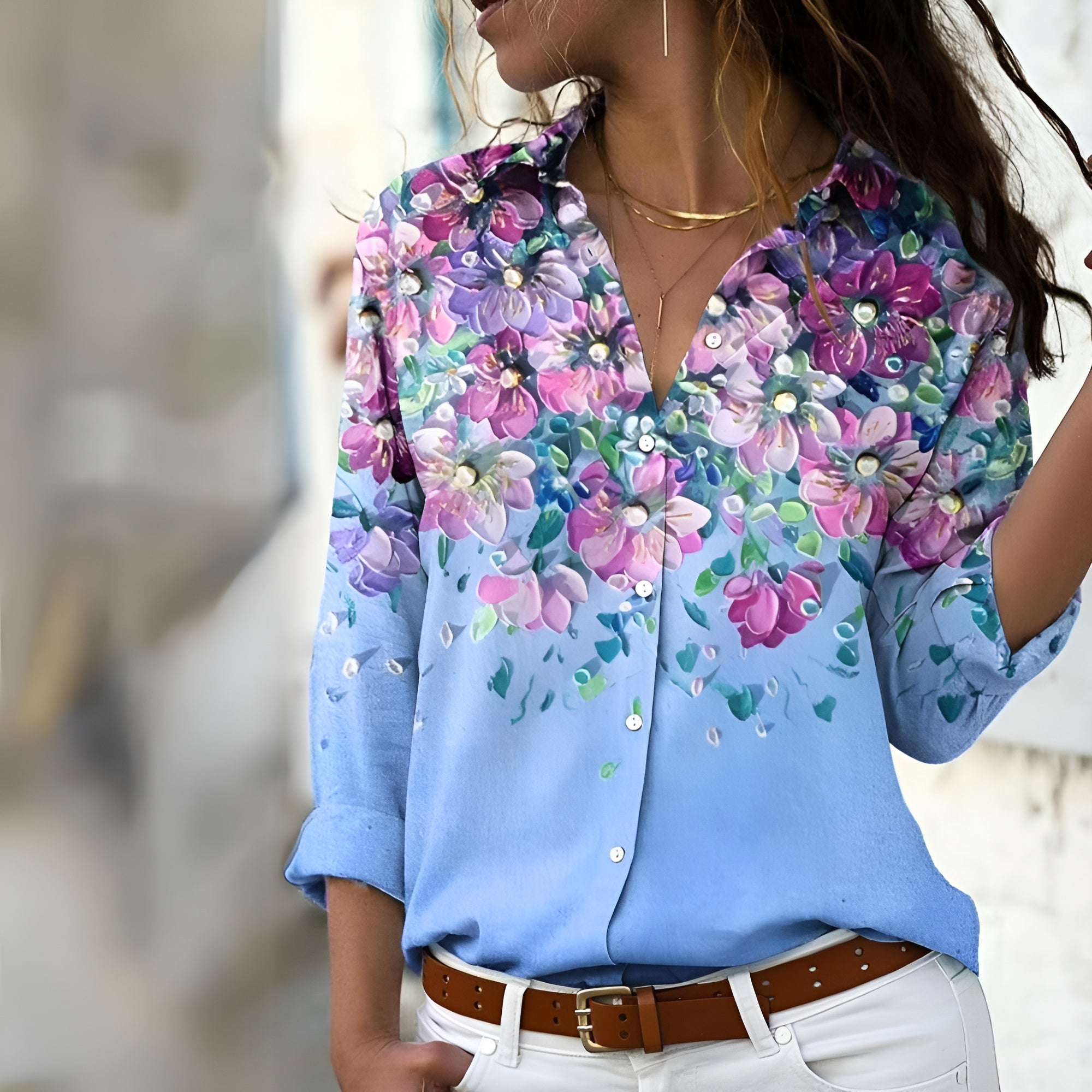 Casual Ladies' Blouse with Print