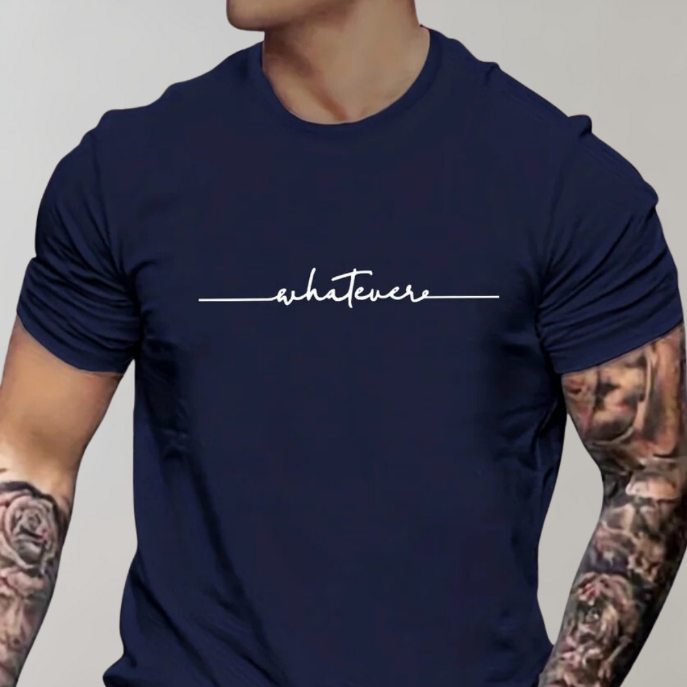 Casual Men's T-shirt with Round Neck and Minimalist Print