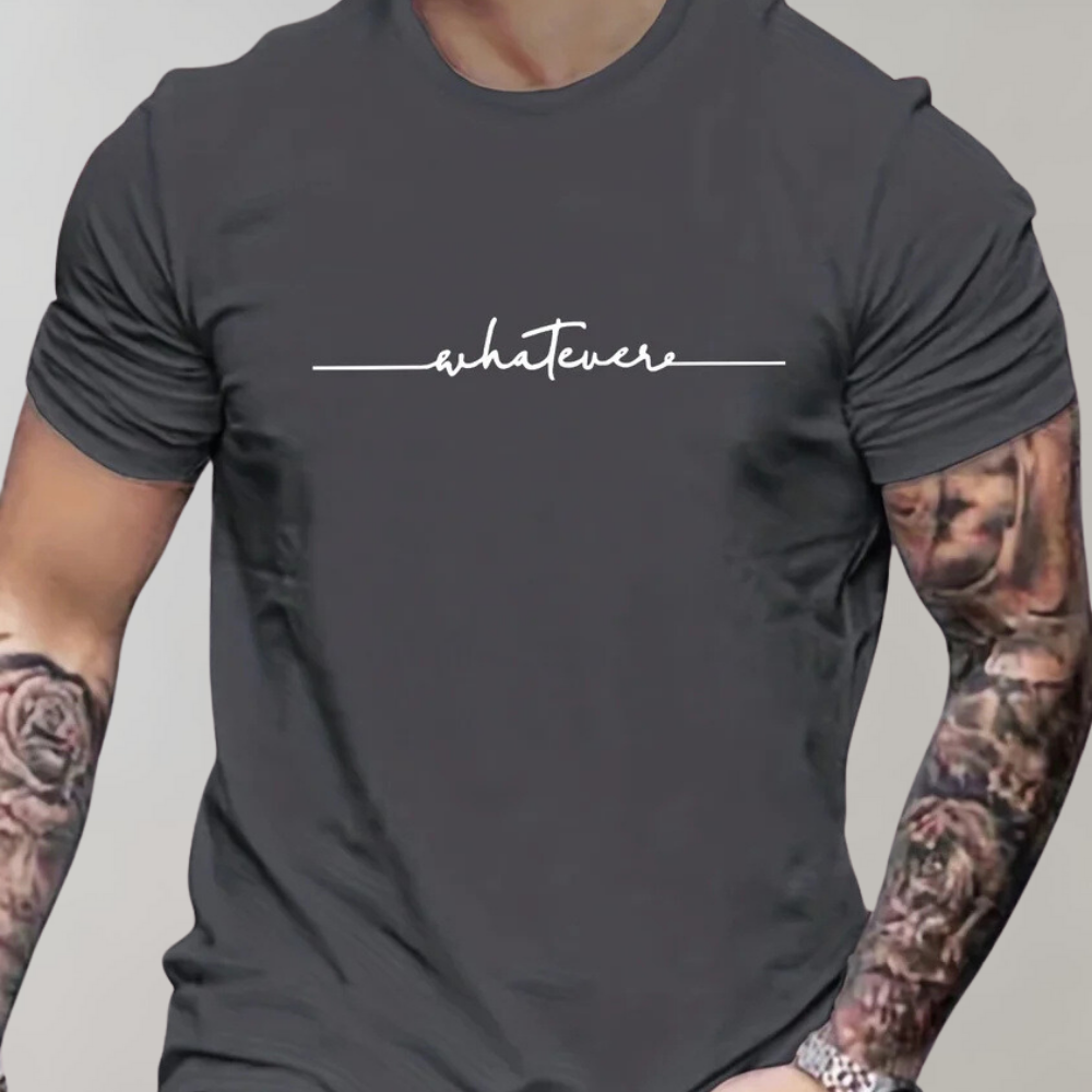 Casual Men's T-shirt with Round Neck and Minimalist Print