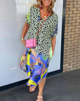Casual Short-Sleeved Leopard Print Dress for Women