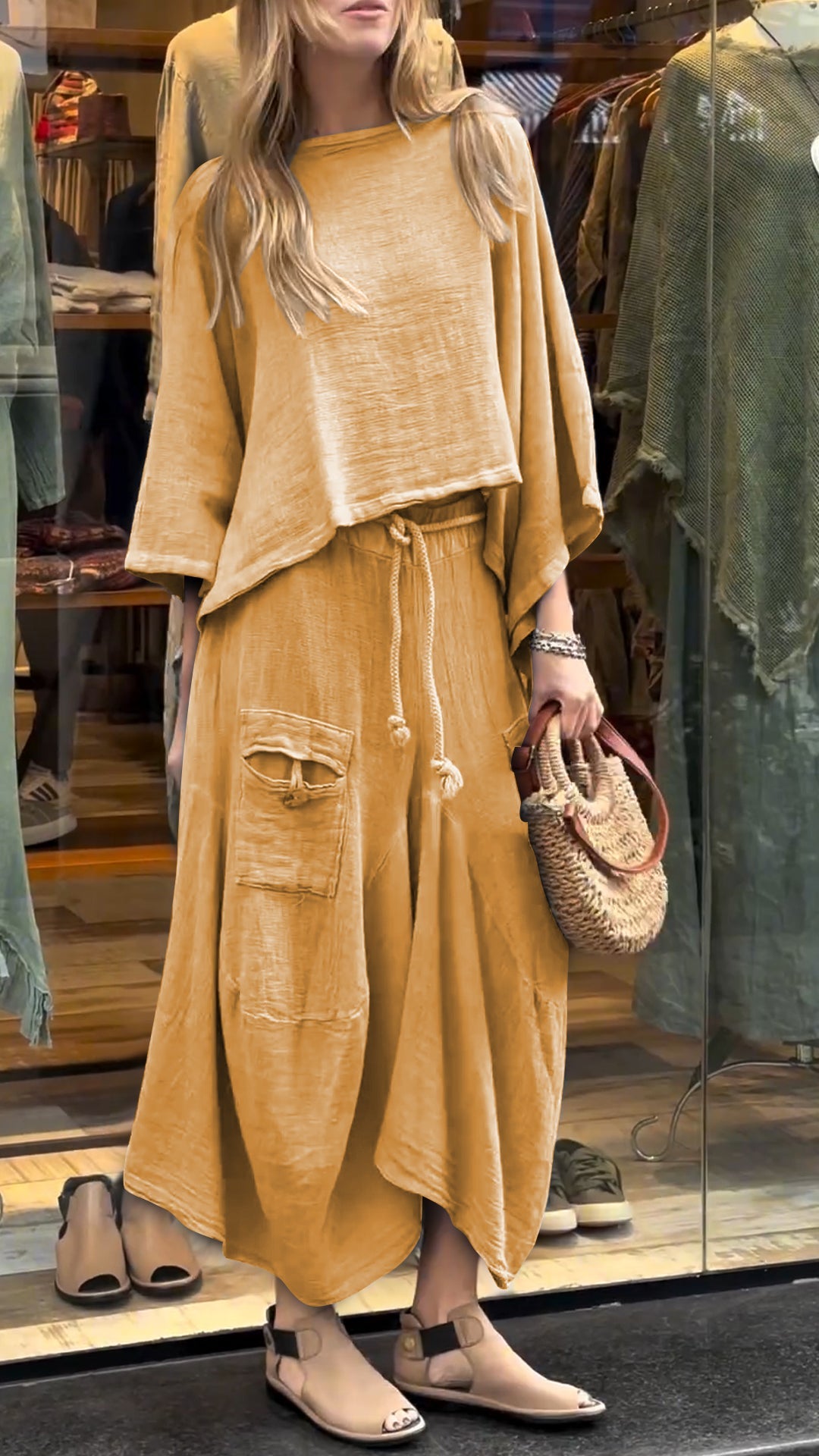 Costume décontracté en coton et lin