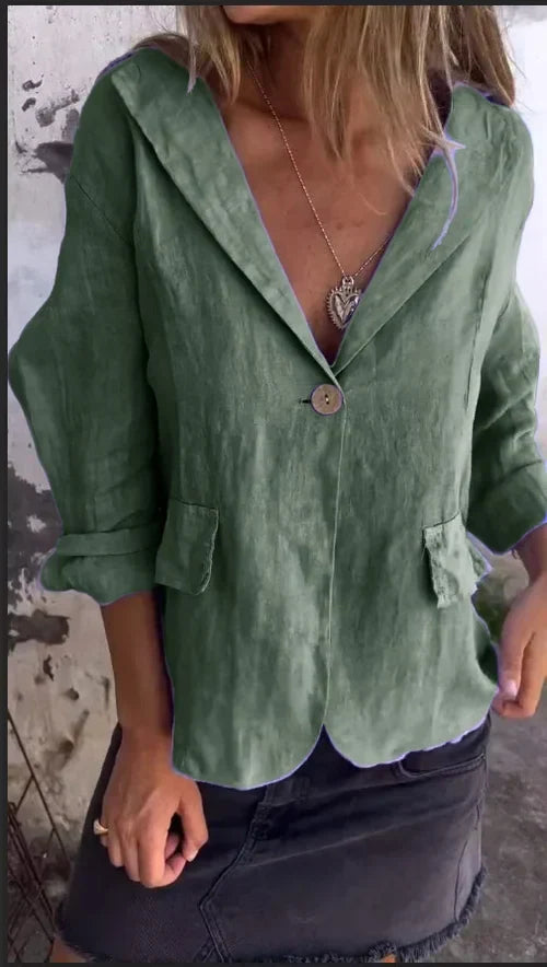 Manteau fin décontracté en coton et lin