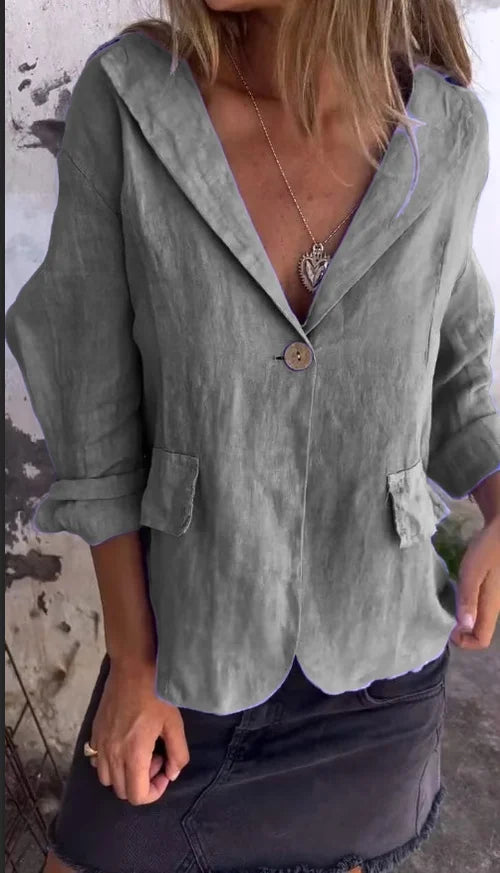 Manteau fin décontracté en coton et lin