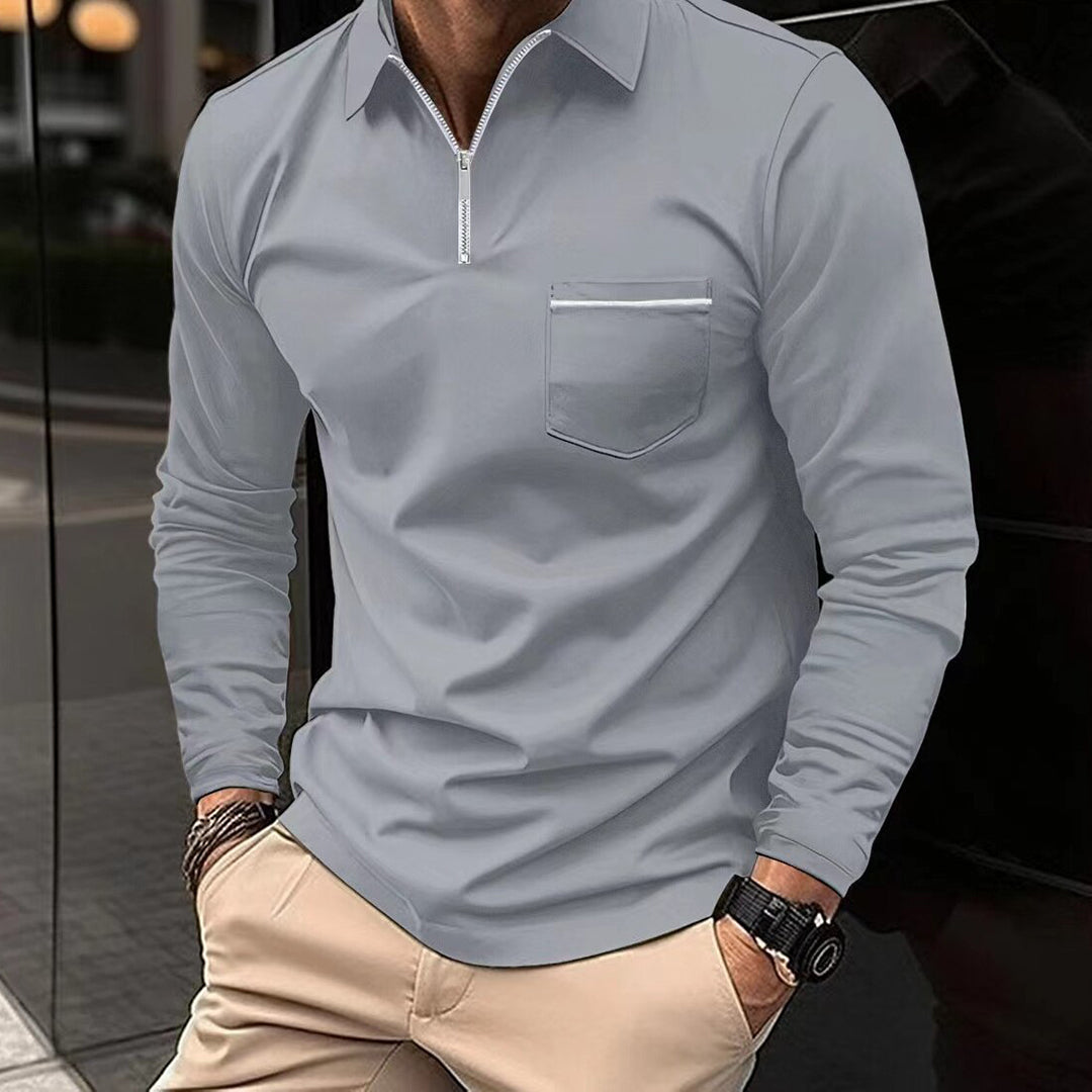 Casual men's polo shirt with front pockets