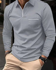 Casual men's polo shirt with front pockets