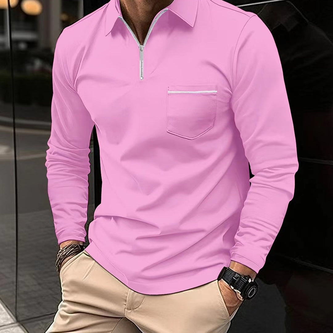 Casual men's polo shirt with front pockets