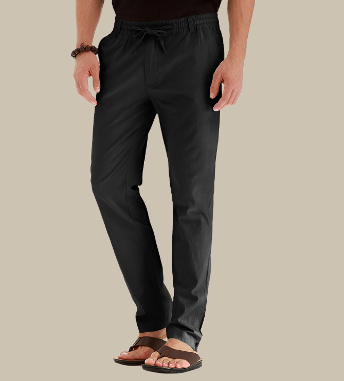 Casual summer trousers with elastic waistband for men - Frego