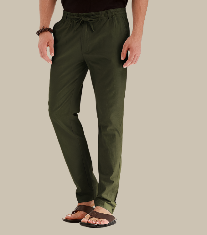 Casual summer trousers with elastic waistband for men - Frego