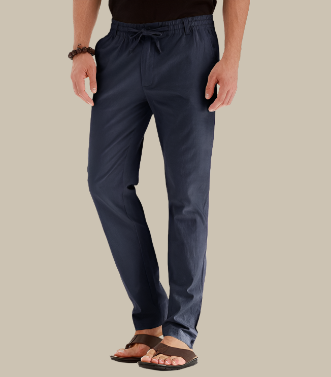 Casual summer trousers with elastic waistband for men - Frego