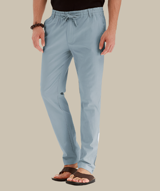 Casual summer trousers with elastic waistband for men - Frego