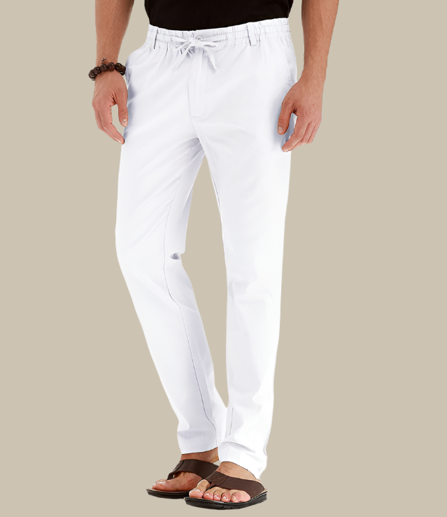 Casual summer trousers with elastic waistband for men - Frego