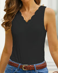 Celeste – Elegant Plus Size Tank Top with V-Neck and Wave Hem