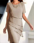 Chic Layered Chiffon Dress with Elegant Details