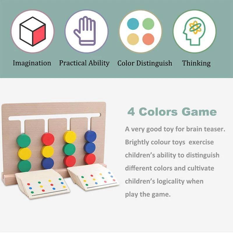 Children's Education - Wooden Four-Colour Sliding Puzzle for Motor Skills
